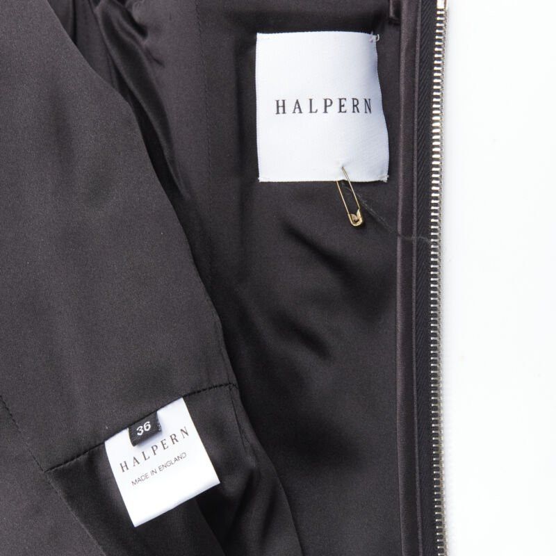 Halpern HALPERN black satin asymmetric draped bustier bodice mini dress FR36 XS Size S / US 4 / IT 40 - 9 Thumbnail
