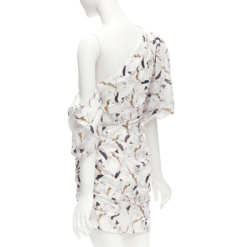 Acler ACLER Maves white floral print bow off shoulder puff sleeve dress US2 XS Size S / US 4 / IT 40 - 6 Thumbnail