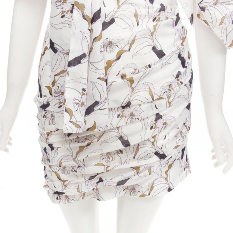 Acler ACLER Maves white floral print bow off shoulder puff sleeve dress US2 XS Size S / US 4 / IT 40 - 8 Thumbnail