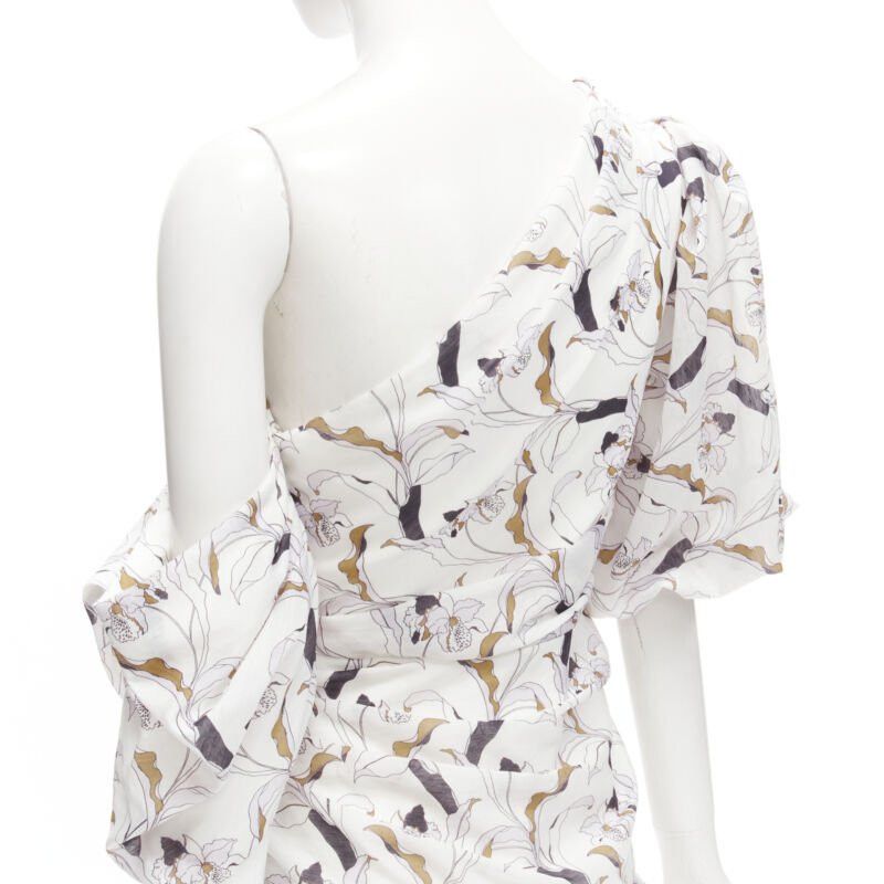Acler ACLER Maves white floral print bow off shoulder puff sleeve dress US2 XS Size S / US 4 / IT 40 - 9 Thumbnail