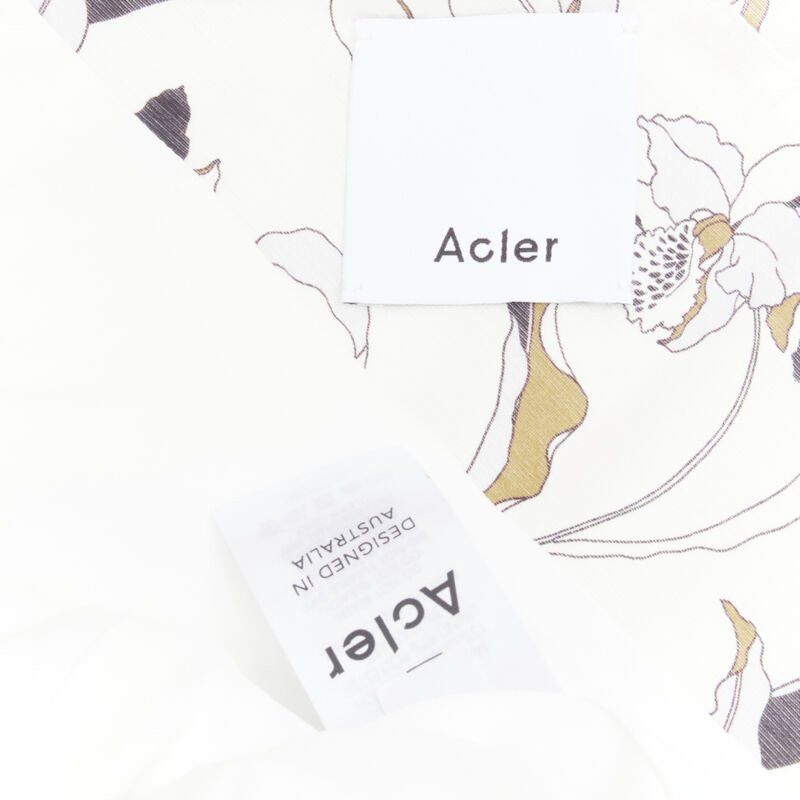 Acler ACLER Maves white floral print bow off shoulder puff sleeve dress US2 XS Size S / US 4 / IT 40 - 10 Thumbnail