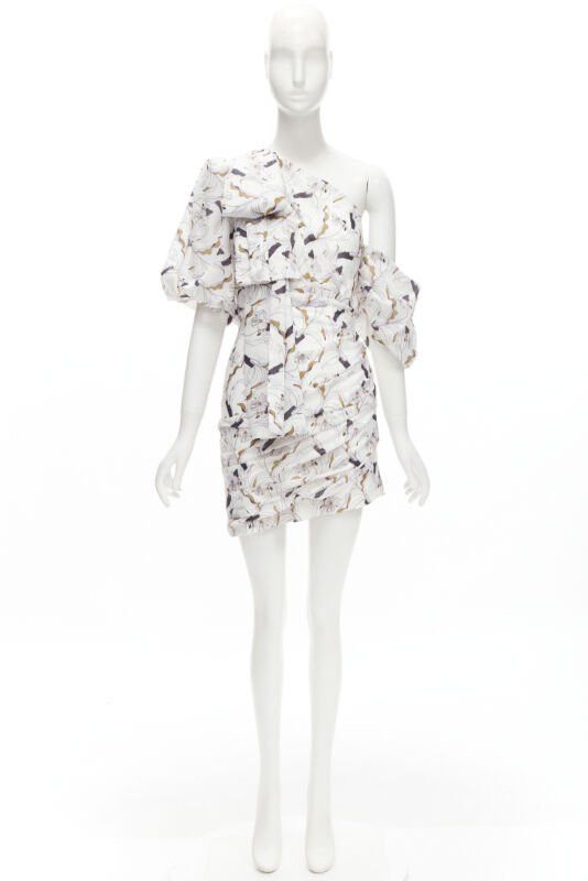 Acler ACLER Maves white floral print bow off shoulder puff sleeve dress US2 XS Size S / US 4 / IT 40 - 11 Thumbnail