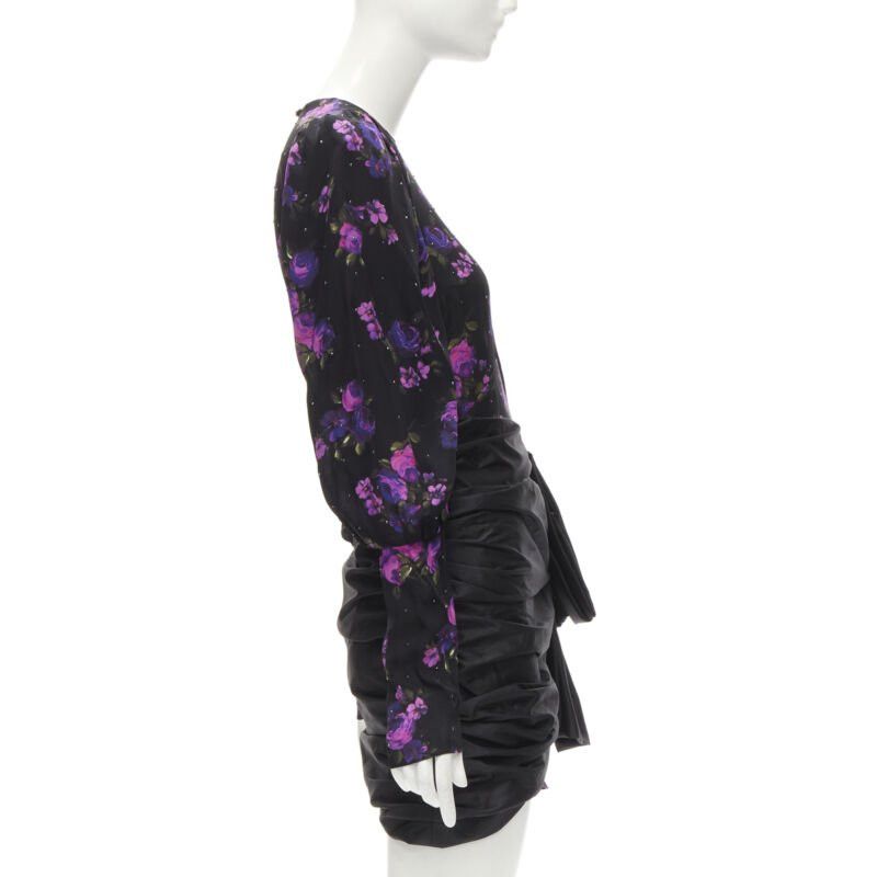Magda Butrym MAGDA BUTRYM Matera crystal embellished purple floral wrap skirt dress FR34 XS Size XS / US 0-2 / IT 36-38 - 4 Thumbnail