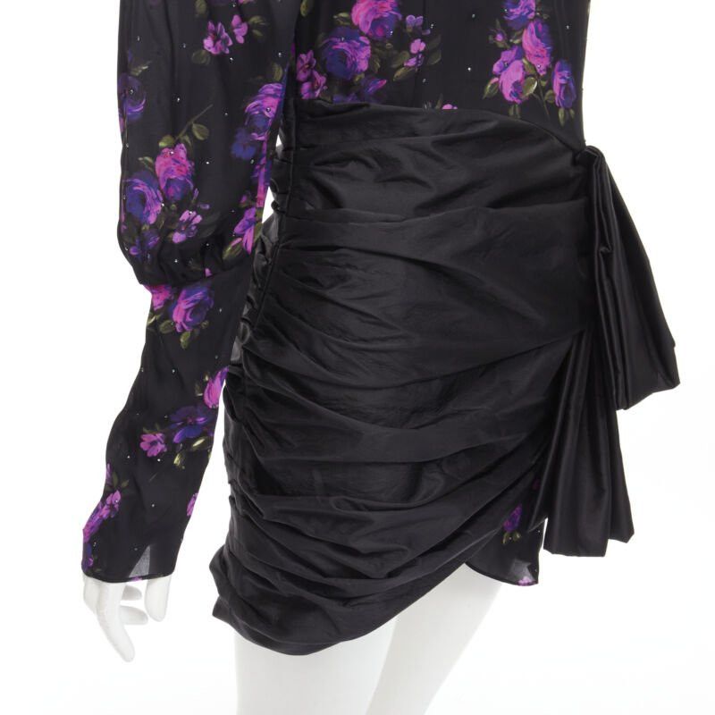Magda Butrym MAGDA BUTRYM Matera crystal embellished purple floral wrap skirt dress FR34 XS Size XS / US 0-2 / IT 36-38 - 7 Thumbnail