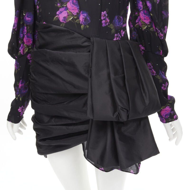 Magda Butrym MAGDA BUTRYM Matera crystal embellished purple floral wrap skirt dress FR34 XS Size XS / US 0-2 / IT 36-38 - 2 Thumbnail