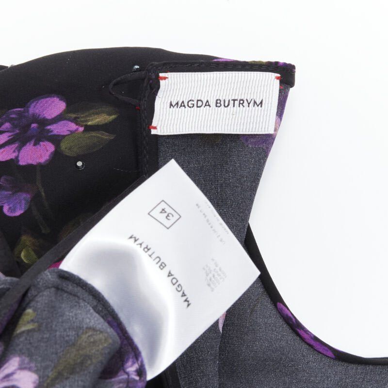 Magda Butrym MAGDA BUTRYM Matera crystal embellished purple floral wrap skirt dress FR34 XS Size XS / US 0-2 / IT 36-38 - 9 Thumbnail
