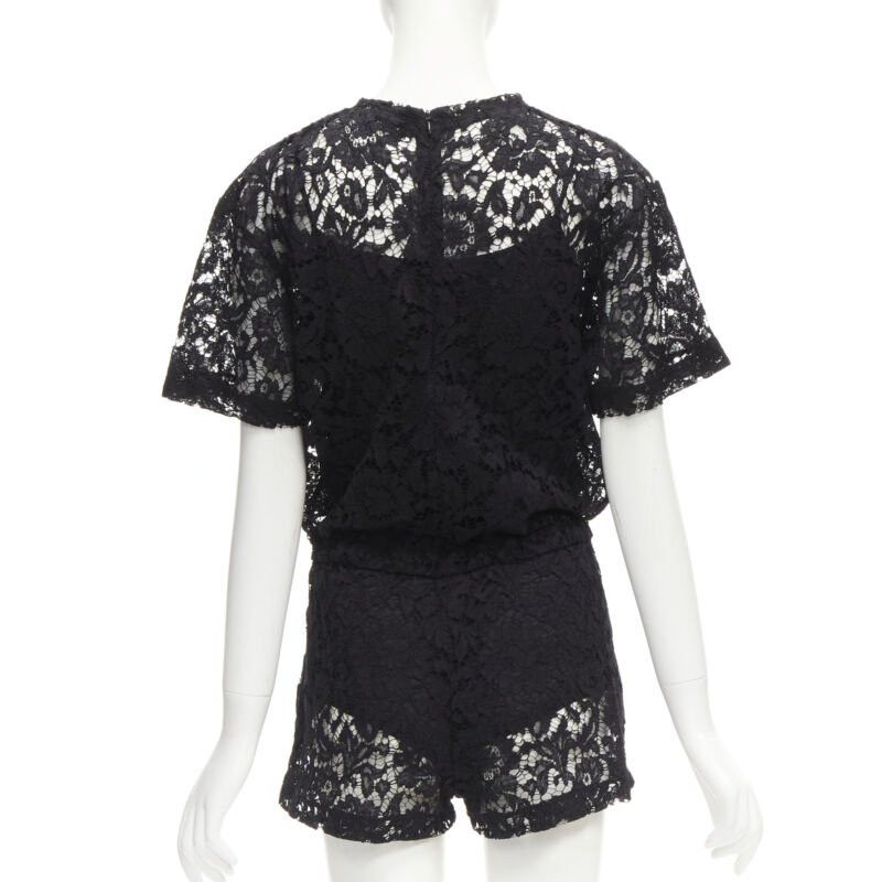 Valentino VALENTINO VLTN logo black lace white full floral lace playsuit romper XS Size 27" / US 4 / IT 40 - 5 Thumbnail