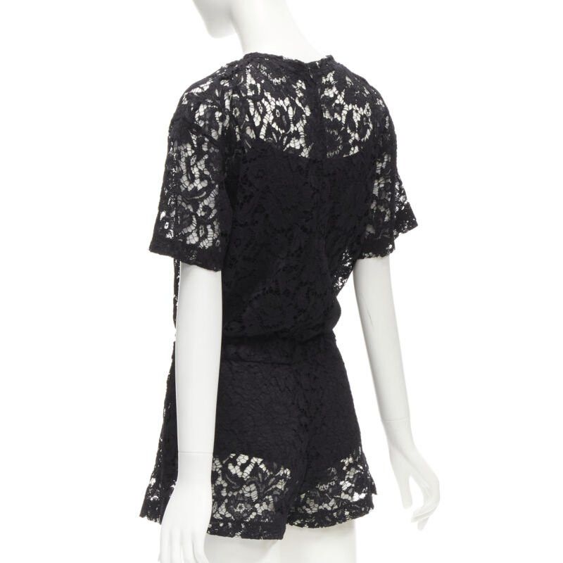 Valentino VALENTINO VLTN logo black lace white full floral lace playsuit romper XS Size 27" / US 4 / IT 40 - 6 Thumbnail