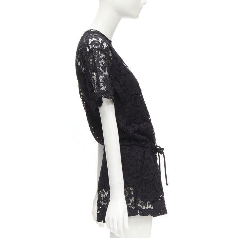 Valentino VALENTINO VLTN logo black lace white full floral lace playsuit romper XS Size 27" / US 4 / IT 40 - 4 Thumbnail
