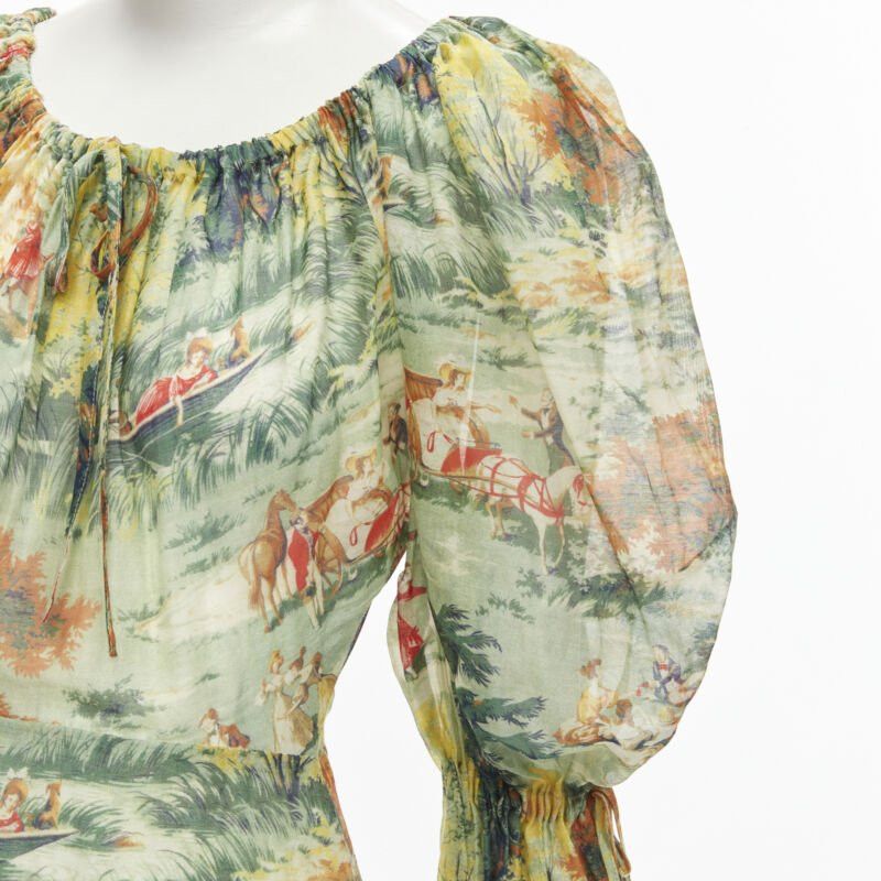 Alice McCall ALICE MCCALL Strange Dreams green print billow sleeve tiered playsuit US2 XS Size 27" / US 4 / IT 40 - 7 Thumbnail