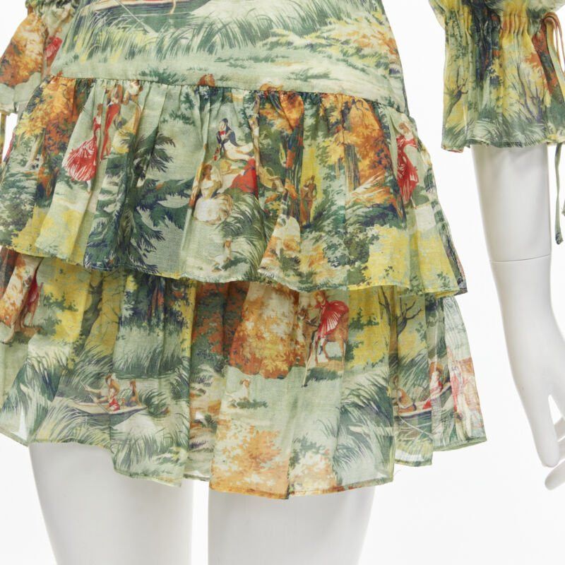Alice McCall ALICE MCCALL Strange Dreams green print billow sleeve tiered playsuit US2 XS Size 27" / US 4 / IT 40 - 9 Thumbnail