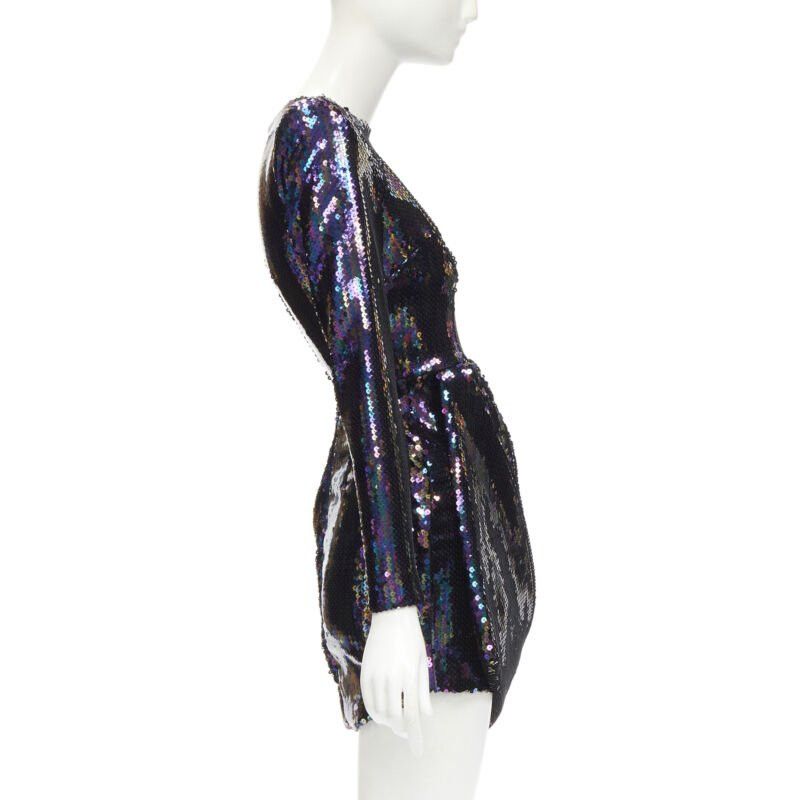 Alex Perry ALEX PERRY Iris petrol blue sequins shoulder padder draped mini dress UK6 S Size XS / US 0-2 / IT 36-38 - 4 Thumbnail