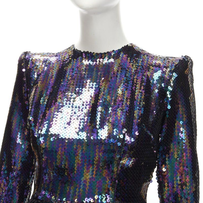 Alex Perry ALEX PERRY Iris petrol blue sequins shoulder padder draped mini dress UK6 S Size XS / US 0-2 / IT 36-38 - 2 Thumbnail
