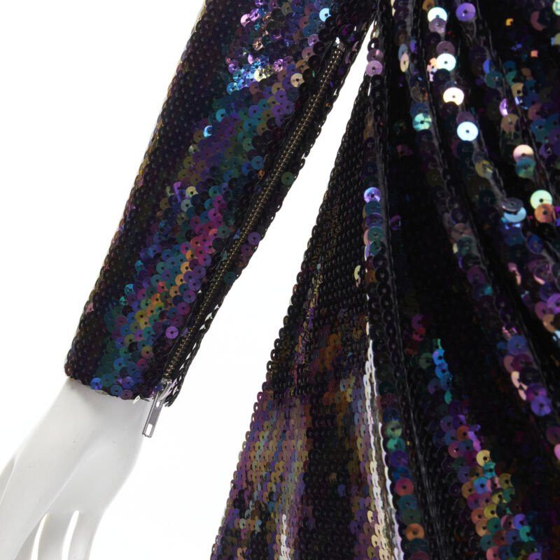 Alex Perry ALEX PERRY Iris petrol blue sequins shoulder padder draped mini dress UK6 S Size XS / US 0-2 / IT 36-38 - 9 Thumbnail