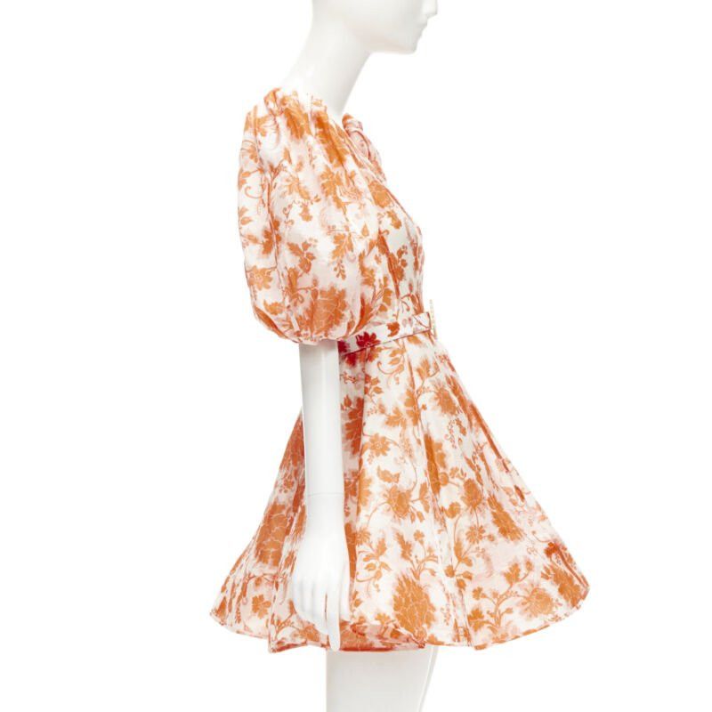 Zimmermann ZIMMERMANN 2022 Runway Postcard orange floral linen seashell belt dress AUS0 XS Size XS / US 0-2 / IT 36-38 - 4 Thumbnail