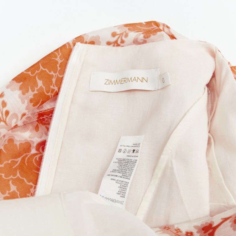 Zimmermann ZIMMERMANN 2022 Runway Postcard orange floral linen seashell belt dress AUS0 XS Size XS / US 0-2 / IT 36-38 - 10 Thumbnail