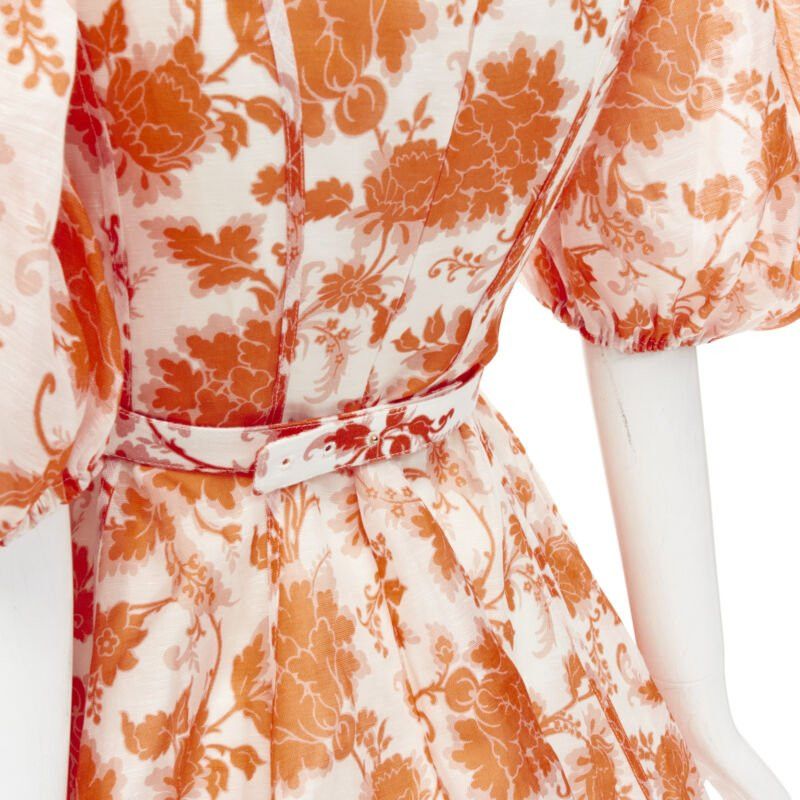 Zimmermann ZIMMERMANN 2022 Runway Postcard orange floral linen seashell belt dress AUS0 XS Size XS / US 0-2 / IT 36-38 - 8 Thumbnail