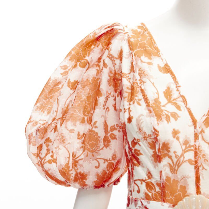 Zimmermann ZIMMERMANN 2022 Runway Postcard orange floral linen seashell belt dress AUS0 XS Size XS / US 0-2 / IT 36-38 - 7 Thumbnail