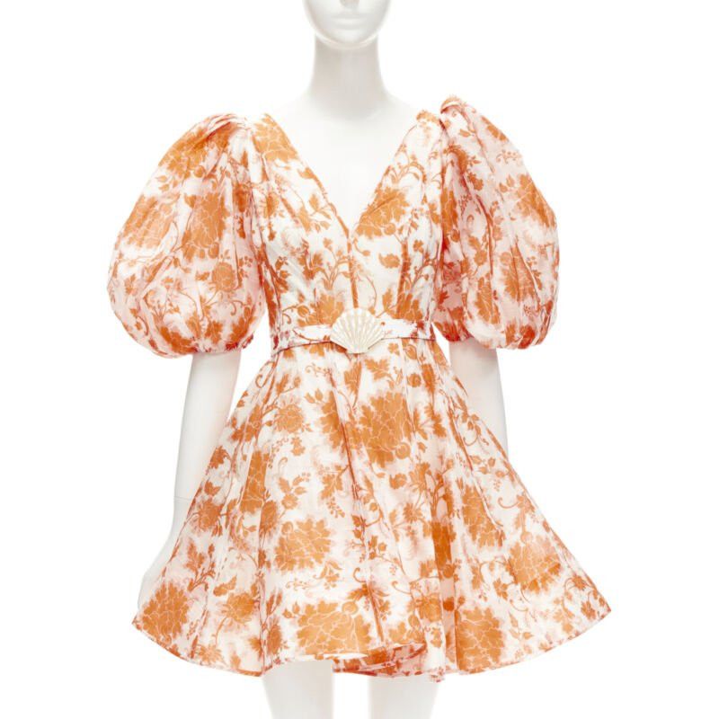 Zimmermann ZIMMERMANN 2022 Runway Postcard orange floral linen seashell belt dress AUS0 XS Size XS / US 0-2 / IT 36-38 - 3 Thumbnail