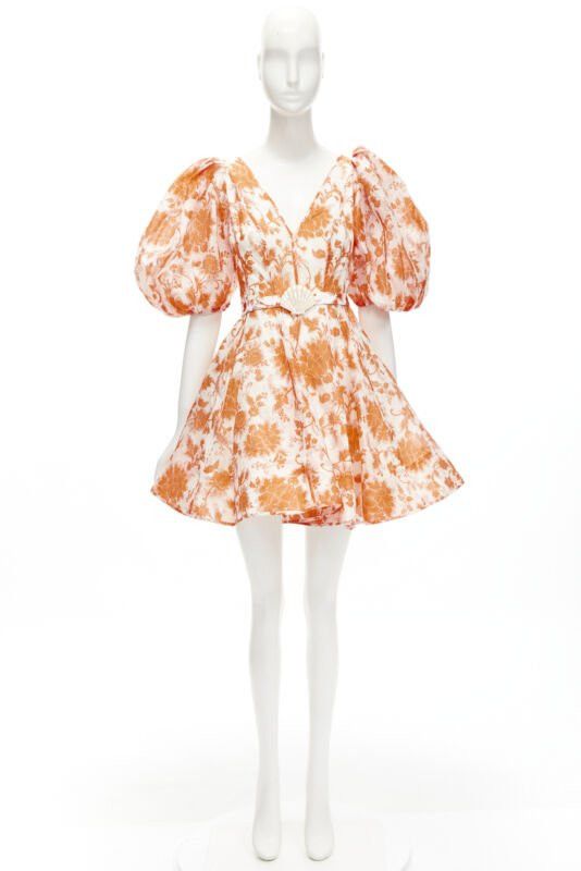 Zimmermann ZIMMERMANN 2022 Runway Postcard orange floral linen seashell belt dress AUS0 XS Size XS / US 0-2 / IT 36-38 - 11 Thumbnail