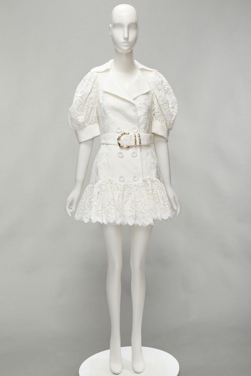 Acler ACLER white embroidery eyelet puff sleeve belted double breasted dress US2 XS Size S / US 4 / IT 40 - 11 Thumbnail