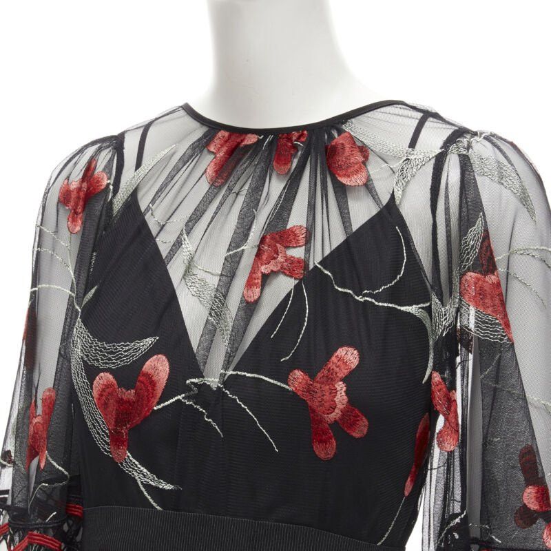 Alice McCall ALICE MCCALL Wish you Were Here black red guipere lace floral tulle dress US2 XS Size S / US 4 / IT 40 - 7 Thumbnail