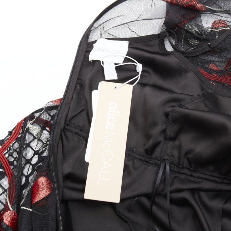 Alice McCall ALICE MCCALL Wish you Were Here black red guipere lace floral tulle dress US2 XS Size S / US 4 / IT 40 - 9 Thumbnail