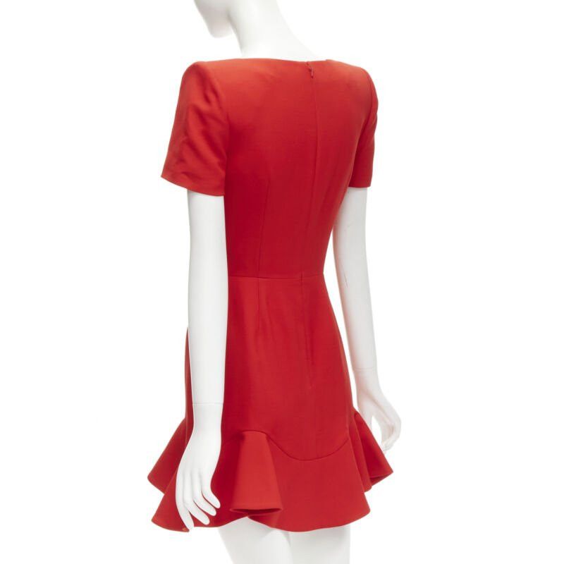Alexander McQueen ALEXANDER MCQUEEN red wool crepe tulip neck flutter hem dress IT38 XS Size XS / US 0-2 / IT 36-38 - 6 Thumbnail