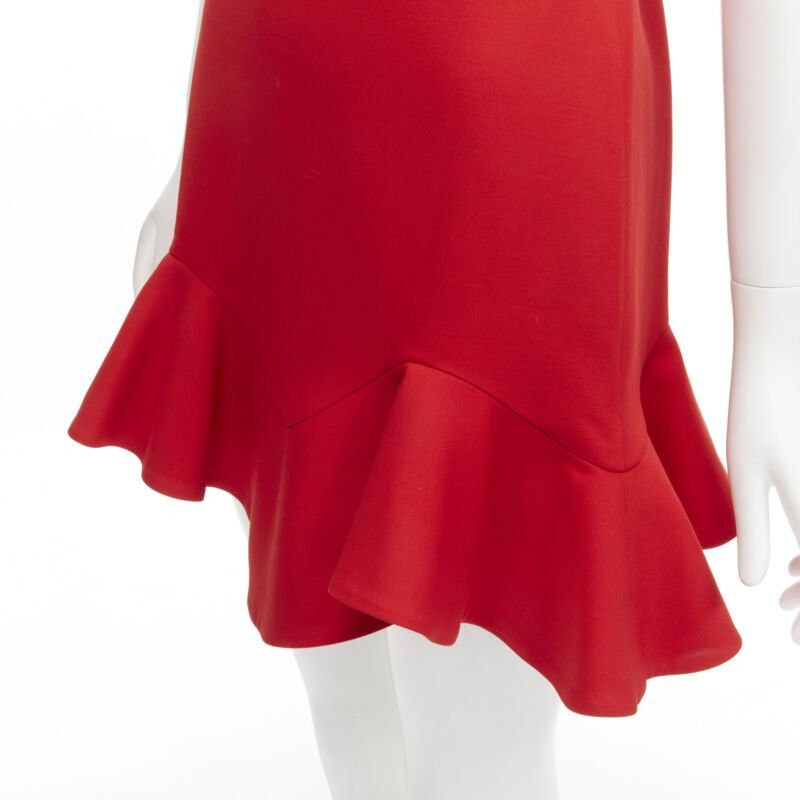 Alexander McQueen ALEXANDER MCQUEEN red wool crepe tulip neck flutter hem dress IT38 XS Size XS / US 0-2 / IT 36-38 - 2 Thumbnail