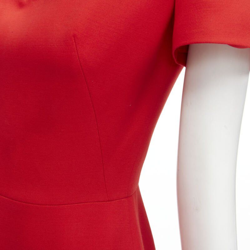 Alexander McQueen ALEXANDER MCQUEEN red wool crepe tulip neck flutter hem dress IT38 XS Size XS / US 0-2 / IT 36-38 - 8 Thumbnail