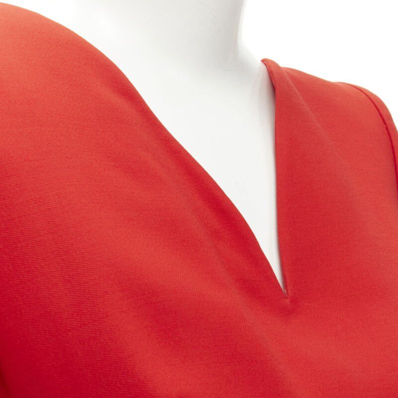Alexander McQueen ALEXANDER MCQUEEN red wool crepe tulip neck flutter hem dress IT38 XS Size XS / US 0-2 / IT 36-38 - 7 Thumbnail