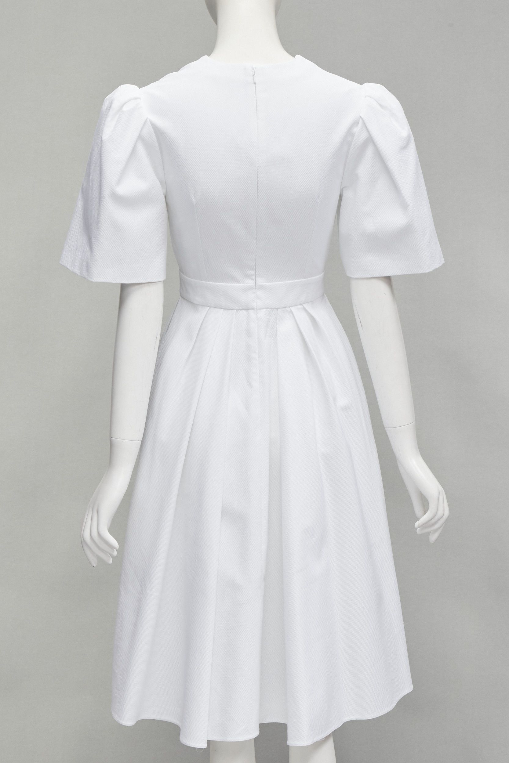Alexander McQueen ALEXANDER MCQUEEN white structural bell sleeve V neck midi dress IT38 XS Size XS / US 0-2 / IT 36-38 - 5 Thumbnail