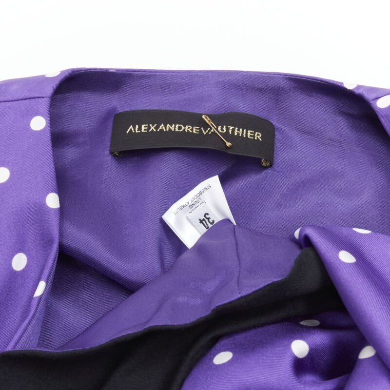 Alexandre Vauthier ALEXANDRE VAUTHIER Runway purple polka dot puff shoulder wrapped dress FR34 XS Size XS / US 0-2 / IT 36-38 - 9 Thumbnail