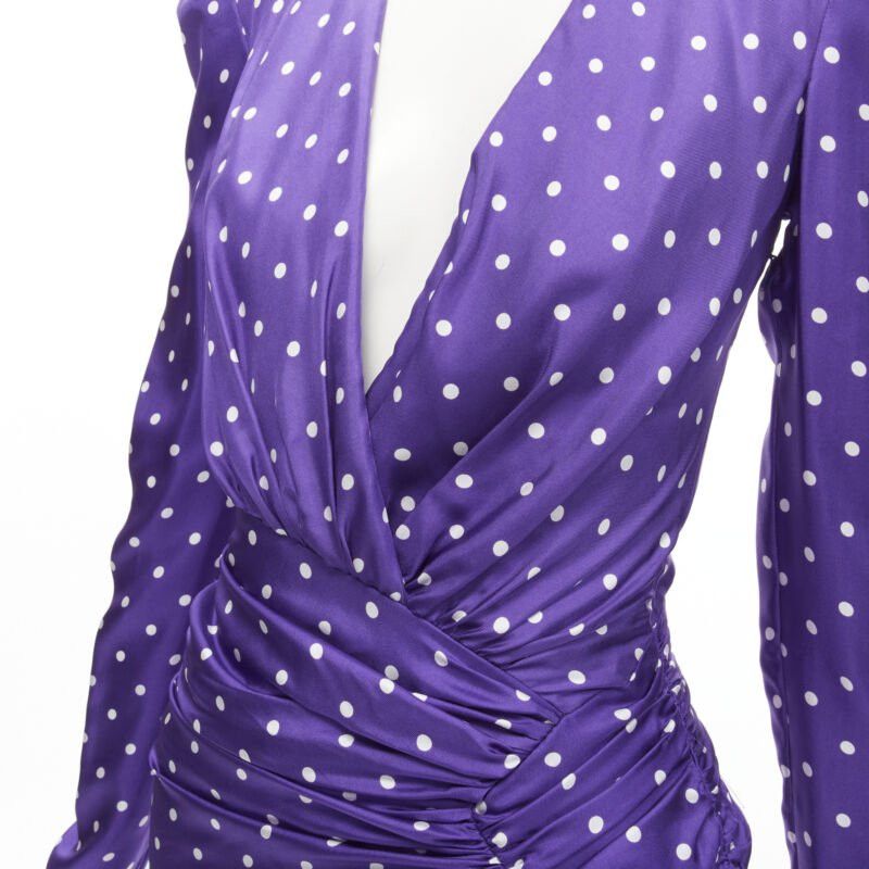 Alexandre Vauthier ALEXANDRE VAUTHIER Runway purple polka dot puff shoulder wrapped dress FR34 XS Size XS / US 0-2 / IT 36-38 - 7 Thumbnail