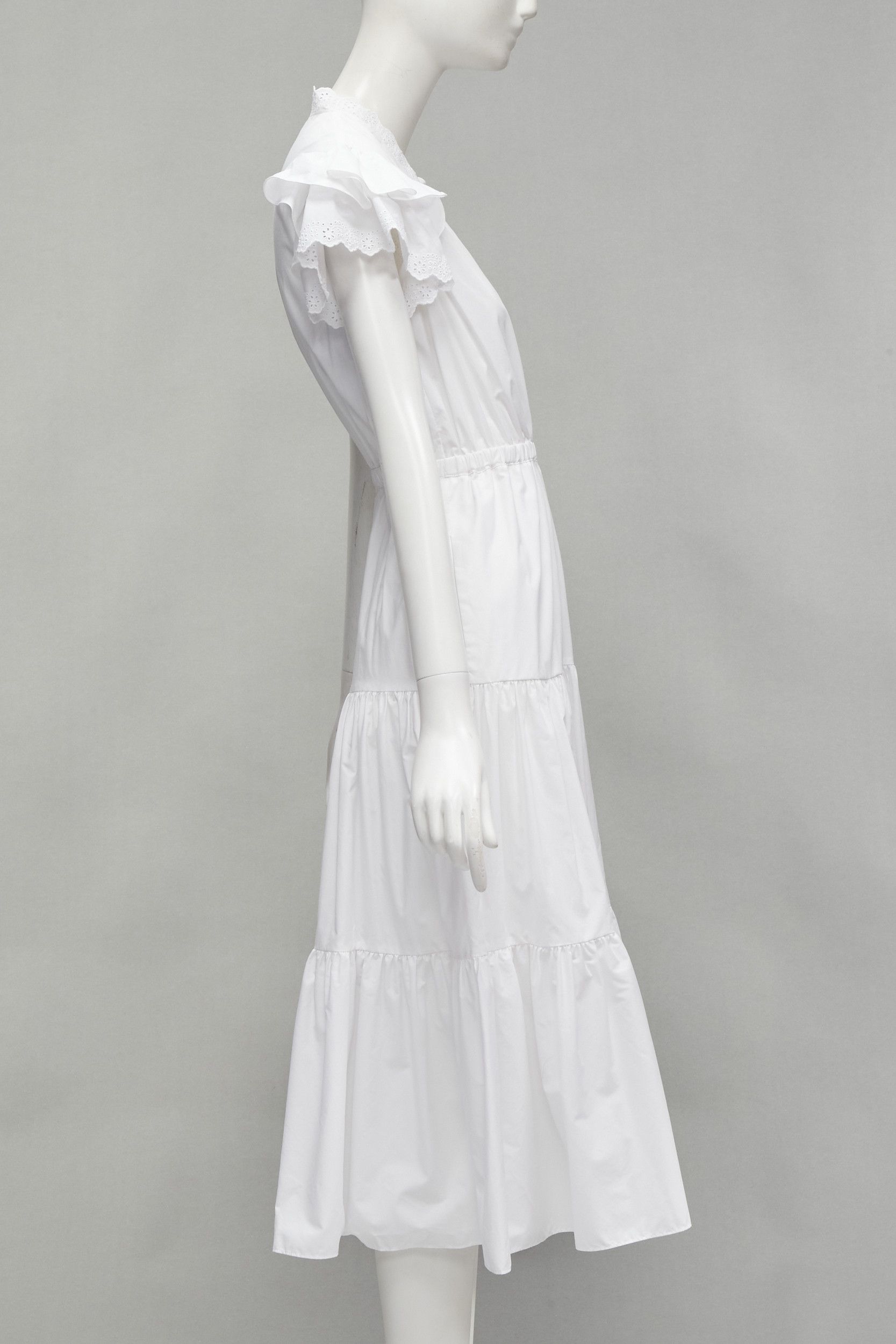 Philosophy di Lorenzo Serafini new PHILOSOPHY 2019 white butterfly ruffle sleeve lace eyelet tier dress IT38 XS Size XS / US 0-2 / IT 36-38 - 3 Thumbnail