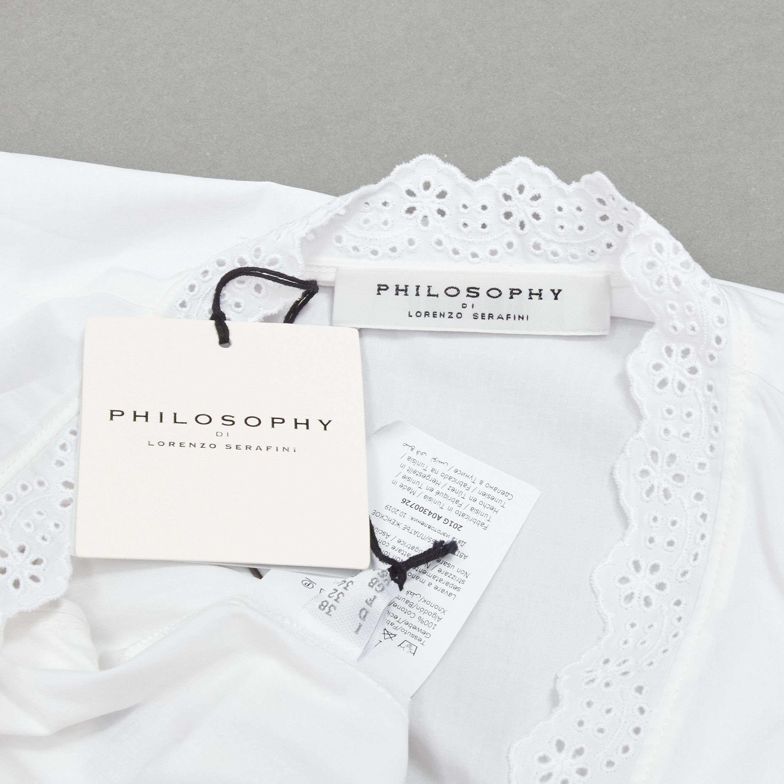 Philosophy di Lorenzo Serafini new PHILOSOPHY 2019 white butterfly ruffle sleeve lace eyelet tier dress IT38 XS Size XS / US 0-2 / IT 36-38 - 8 Thumbnail