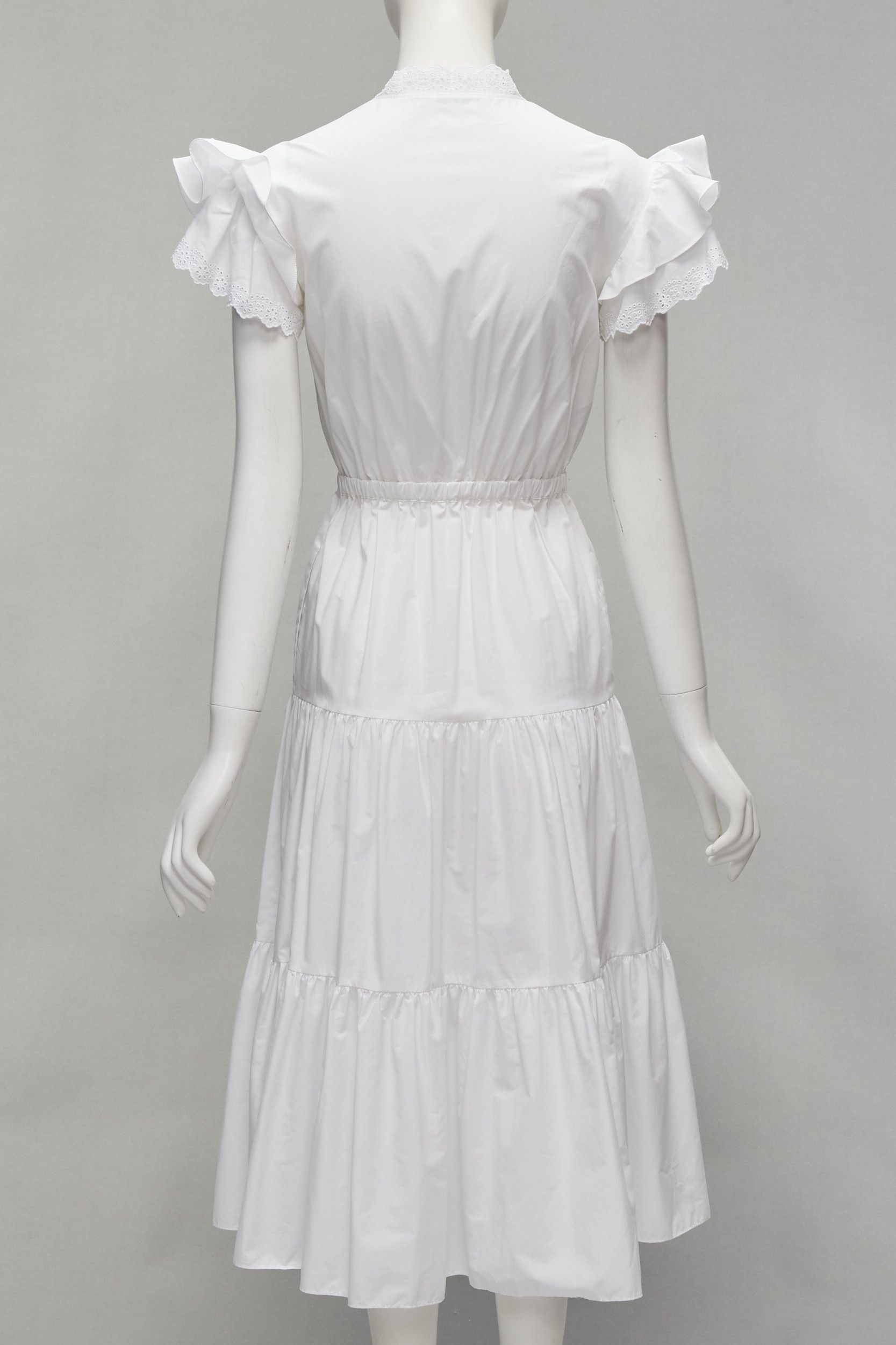 Philosophy di Lorenzo Serafini new PHILOSOPHY 2019 white butterfly ruffle sleeve lace eyelet tier dress IT38 XS Size XS / US 0-2 / IT 36-38 - 4 Thumbnail