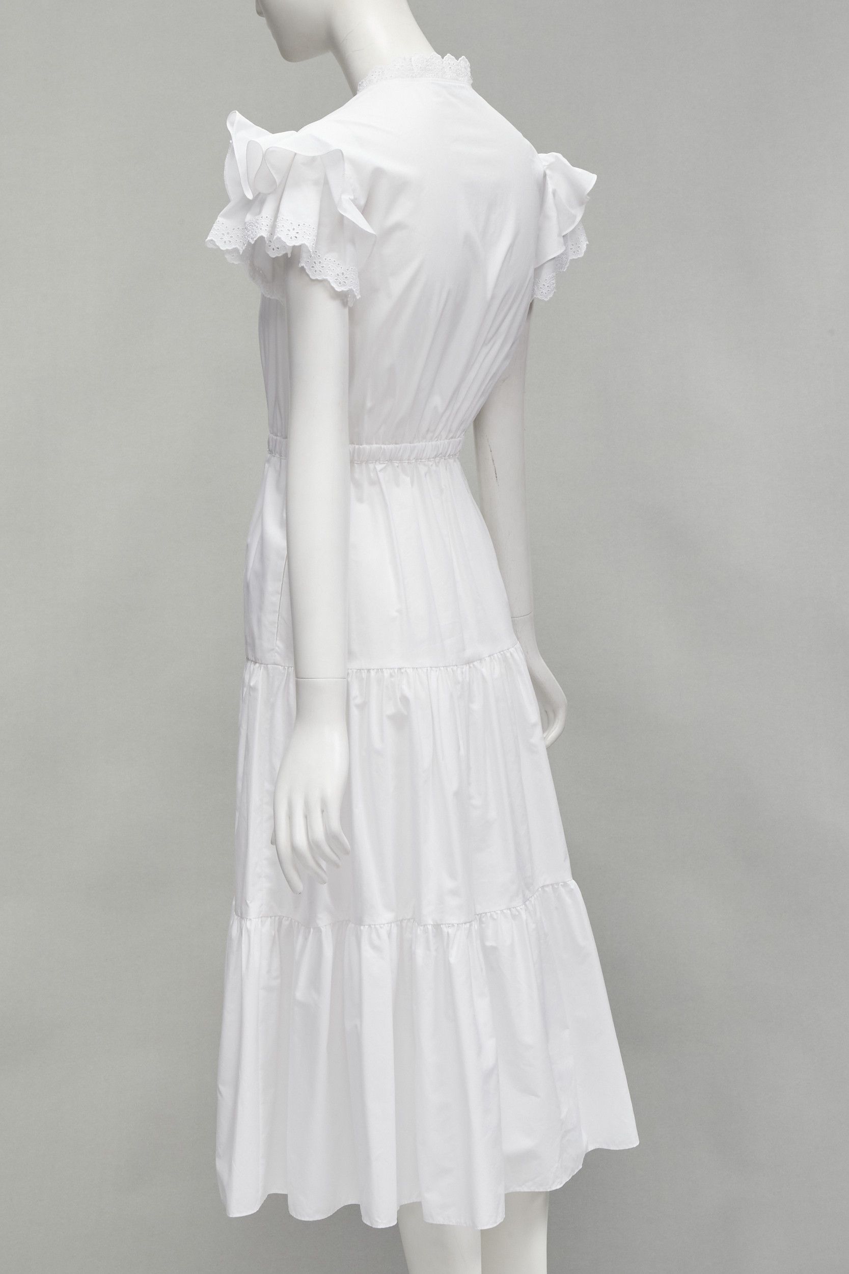 Philosophy di Lorenzo Serafini new PHILOSOPHY 2019 white butterfly ruffle sleeve lace eyelet tier dress IT38 XS Size XS / US 0-2 / IT 36-38 - 5 Thumbnail