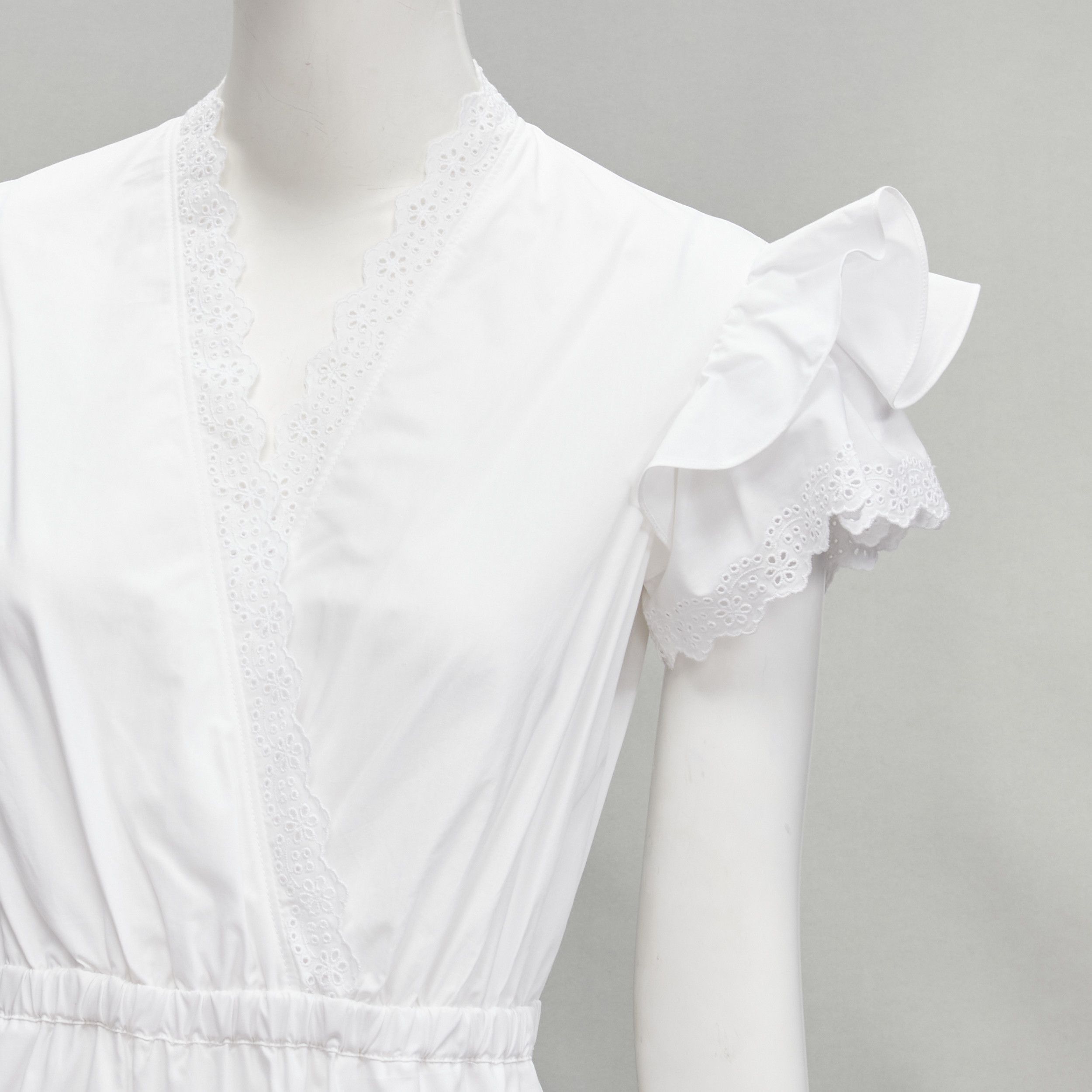 Philosophy di Lorenzo Serafini new PHILOSOPHY 2019 white butterfly ruffle sleeve lace eyelet tier dress IT38 XS Size XS / US 0-2 / IT 36-38 - 6 Thumbnail