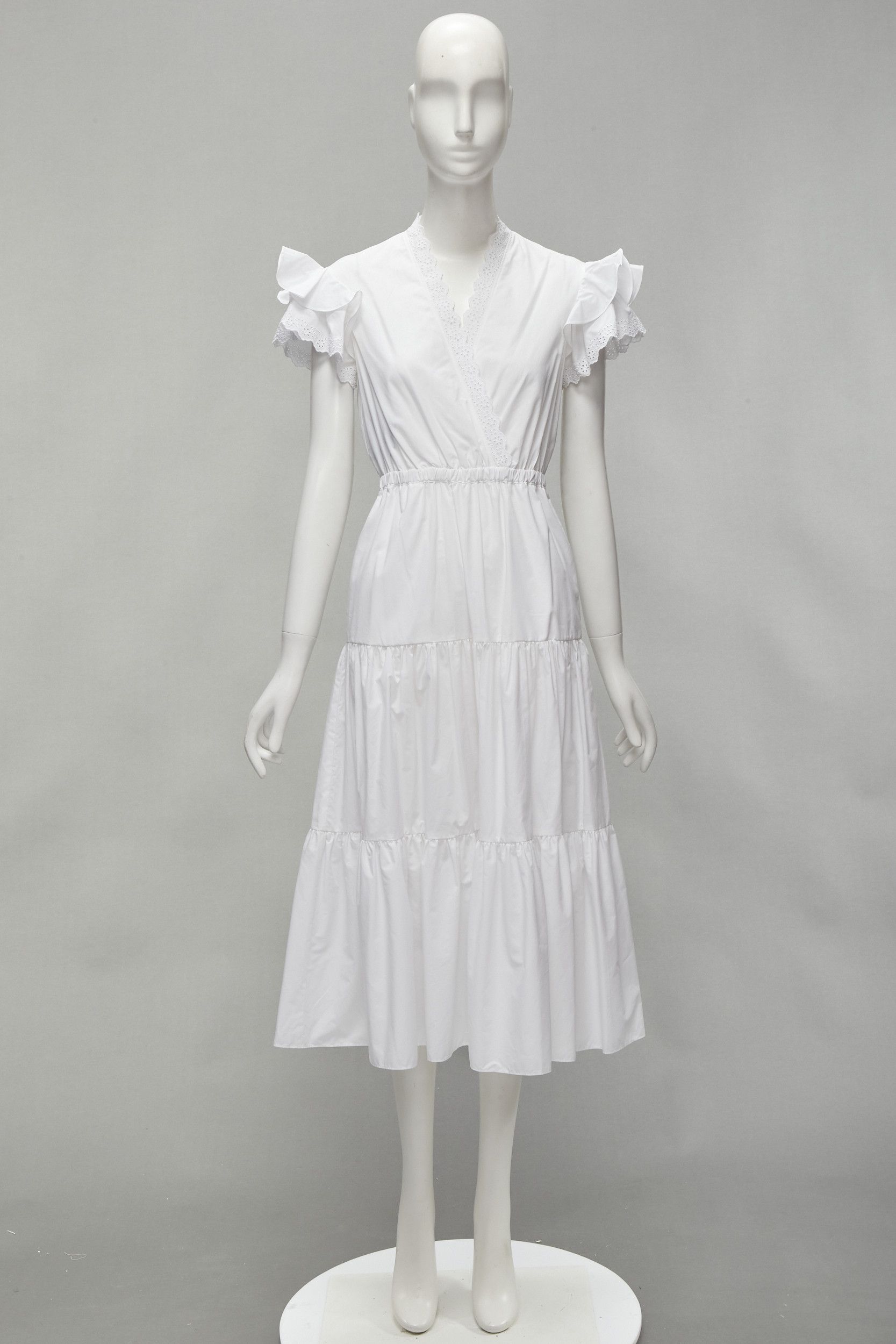 Philosophy di Lorenzo Serafini new PHILOSOPHY 2019 white butterfly ruffle sleeve lace eyelet tier dress IT38 XS Size XS / US 0-2 / IT 36-38 - 9 Thumbnail