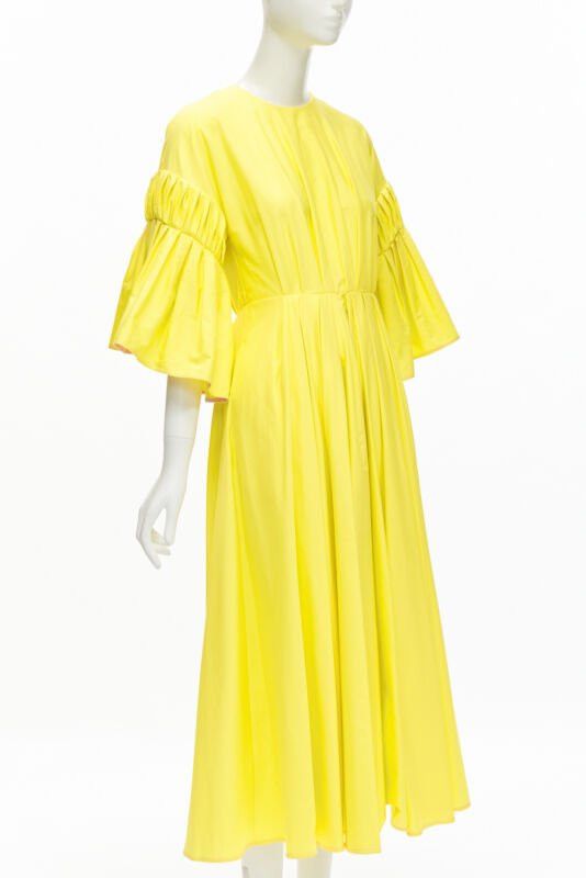 ROKSANDA ROKSANDA sunshine yellow cotton origami pleat flared sleeves A-line dress UK6 XS Size XS / US 0-2 / IT 36-38 - 3 Thumbnail