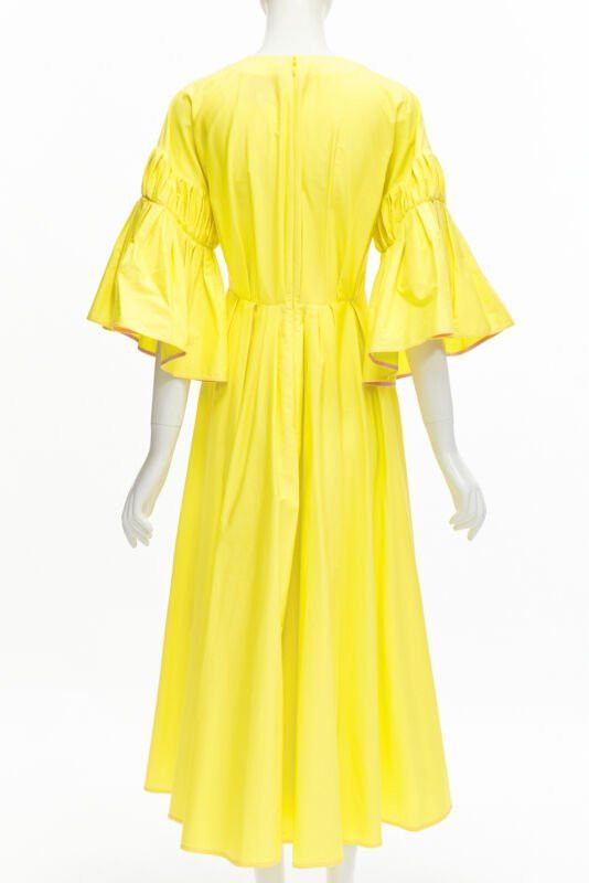ROKSANDA ROKSANDA sunshine yellow cotton origami pleat flared sleeves A-line dress UK6 XS Size XS / US 0-2 / IT 36-38 - 5 Thumbnail