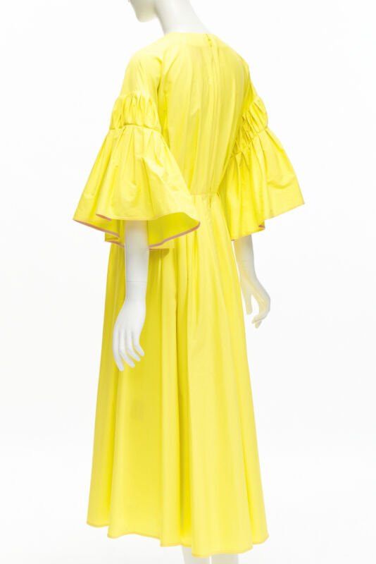 ROKSANDA ROKSANDA sunshine yellow cotton origami pleat flared sleeves A-line dress UK6 XS Size XS / US 0-2 / IT 36-38 - 6 Thumbnail
