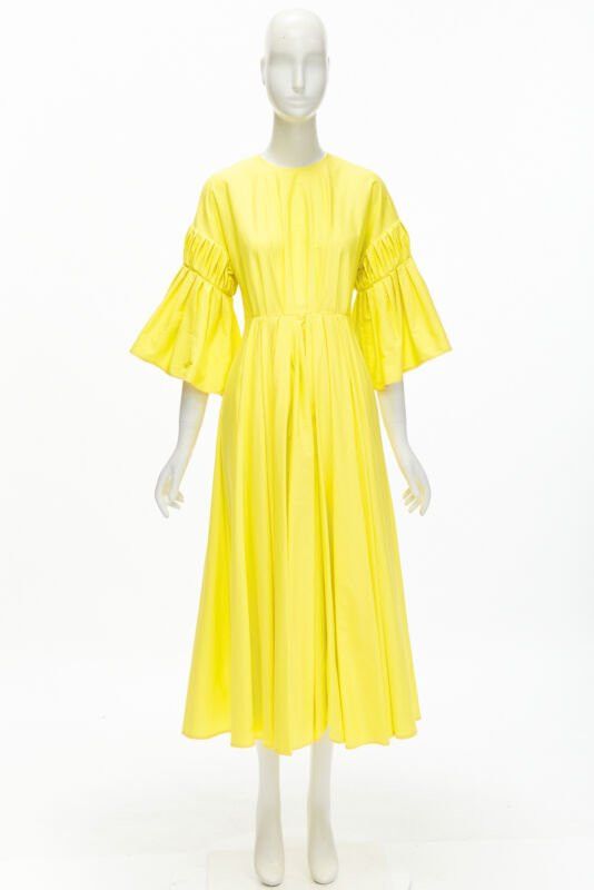ROKSANDA ROKSANDA sunshine yellow cotton origami pleat flared sleeves A-line dress UK6 XS Size XS / US 0-2 / IT 36-38 - 10 Thumbnail