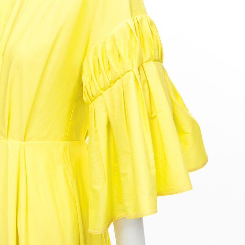 ROKSANDA ROKSANDA sunshine yellow cotton origami pleat flared sleeves A-line dress UK6 XS Size XS / US 0-2 / IT 36-38 - 2 Thumbnail