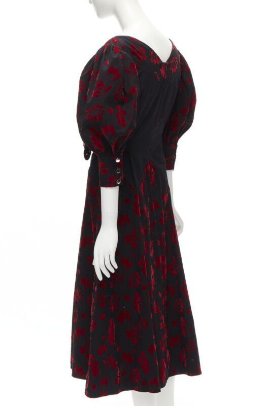 Chopova Lowena CHOPOVA LOWENA red velvet floral butterfly hook black corset Victorian dress S Size XS / US 0-2 / IT 36-38 - 6 Thumbnail