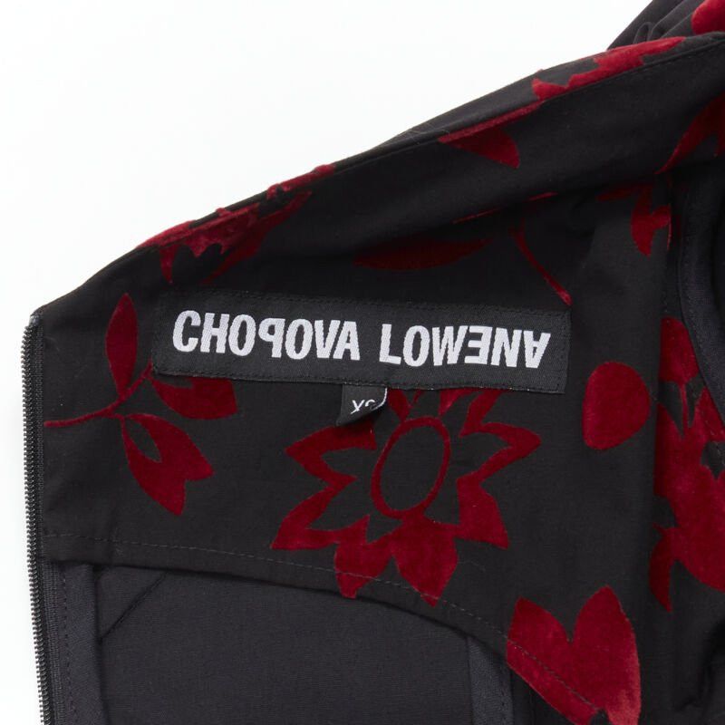 Chopova Lowena CHOPOVA LOWENA red velvet floral butterfly hook black corset Victorian dress S Size XS / US 0-2 / IT 36-38 - 10 Thumbnail