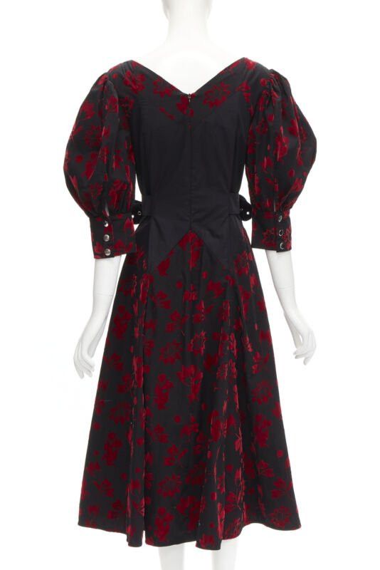 Chopova Lowena CHOPOVA LOWENA red velvet floral butterfly hook black corset Victorian dress S Size XS / US 0-2 / IT 36-38 - 5 Thumbnail
