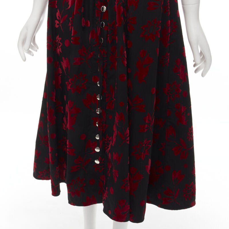 Chopova Lowena CHOPOVA LOWENA red velvet floral butterfly hook black corset Victorian dress S Size XS / US 0-2 / IT 36-38 - 8 Thumbnail