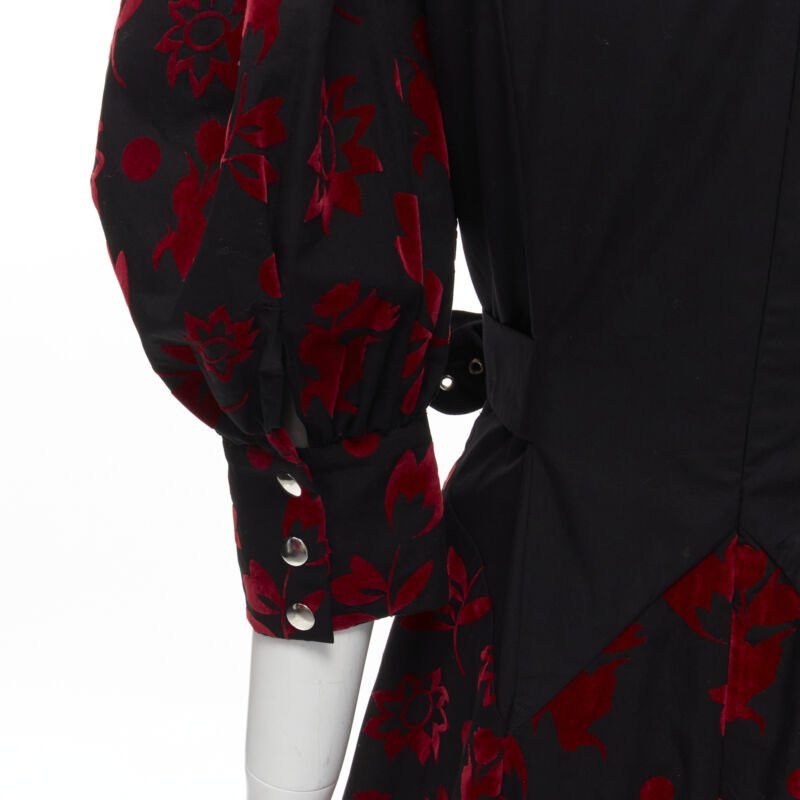 Chopova Lowena CHOPOVA LOWENA red velvet floral butterfly hook black corset Victorian dress S Size XS / US 0-2 / IT 36-38 - 9 Thumbnail